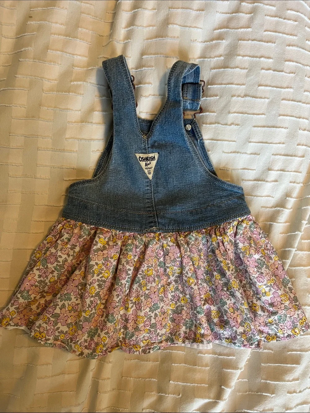 OshKosh B'gosh Denim Floral Overalls Set - Blue and Pink